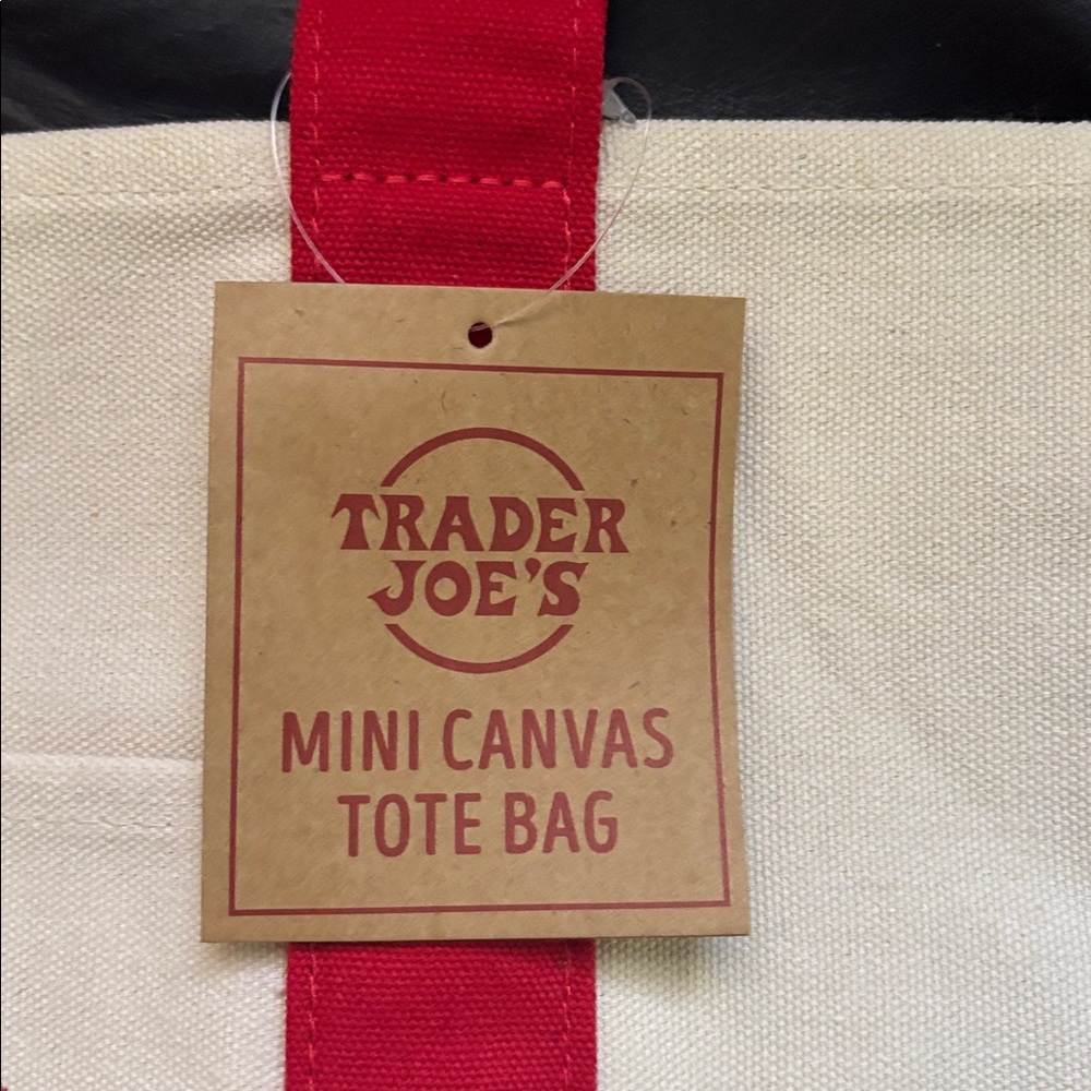 NWT In Hand Trader Joes Mini Canvas Tote Red - Picture 3 of 3